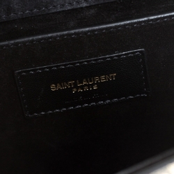 مملوكة مسبقًا Saint Laurent Gold Snake Embossed Suede Small Kate Shoulder Bag