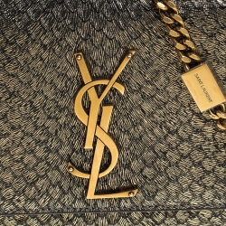 مملوكة مسبقًا Saint Laurent Gold Snake Embossed Suede Small Kate Shoulder Bag