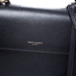 Pre Owned Saint Laurent Paris Black Leather Small Moujik Top Handle Bag