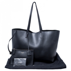 Pre Owned Saint Laurent Black Leather Shopper Tote
