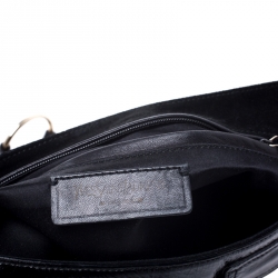 Pre Owned Saint Laurent Paris Black Corset Patent Leather Ring Handle Shoulder Bag