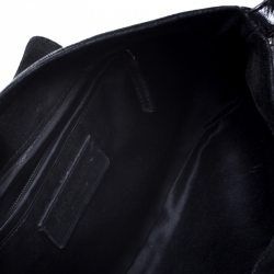 Pre Owned Saint Laurent Paris Black Corset Patent Leather Ring Handle Shoulder Bag