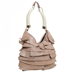 Saint Laurent Paris Beige Leather St.Tropez Horn Hobo