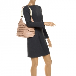 Saint Laurent Paris Beige Leather St.Tropez Horn Hobo