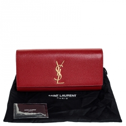 Pre Owned Saint Laurent Red Leather Kate Monogram Clutch