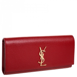 Pre Owned Saint Laurent Red Leather Kate Monogram Clutch