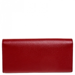 Pre Owned Saint Laurent Red Leather Kate Monogram Clutch