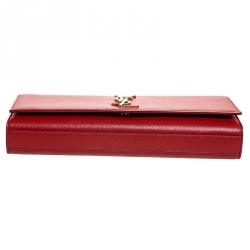Pre Owned Saint Laurent Red Leather Kate Monogram Clutch