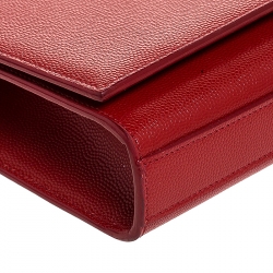 Pre Owned Saint Laurent Red Leather Kate Monogram Clutch
