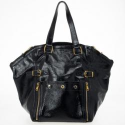 مملوكة مسبقًا Yves Saint Laurent Black Patent Leather Downtown Tote Bag