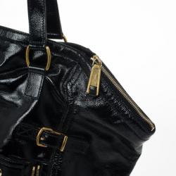 مملوكة مسبقًا Yves Saint Laurent Black Patent Leather Downtown Tote Bag