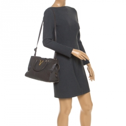 Pre Owned Saint Laurent Paris Grey Leather Small Cabas Chyc Tote