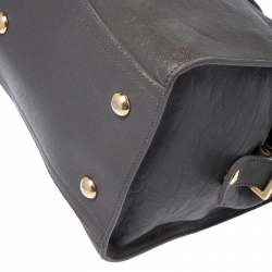 Pre Owned Saint Laurent Paris Grey Leather Small Cabas Chyc Tote