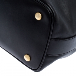 Pre Owned Saint Laurent Paris Black Leather Emmanuelle Drawstring Bucket Bag