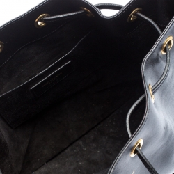 Pre Owned Saint Laurent Paris Black Leather Emmanuelle Drawstring Bucket Bag