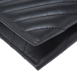 Pre Owned Saint Laurent Paris Black/Maroon Matelasse Leather Small Envelope Chain Shoulder Bag