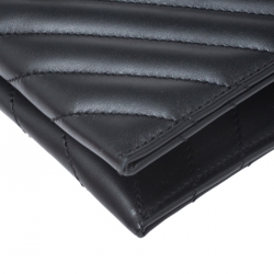 Pre Owned Saint Laurent Paris Black/Maroon Matelasse Leather Small Envelope Chain Shoulder Bag