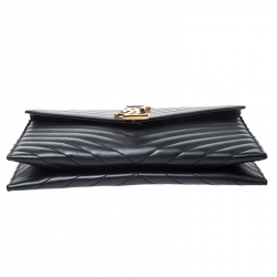 Pre Owned Saint Laurent Paris Black/Maroon Matelasse Leather Small Envelope Chain Shoulder Bag