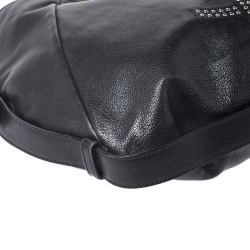 Saint Laurent Paris Black Studded Logo Leather Mombasa Hobo 