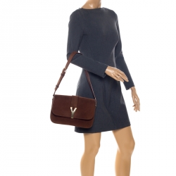 Pre Owned Saint Laurent Brown Nubuck Large Chyc Shoulder Bag
