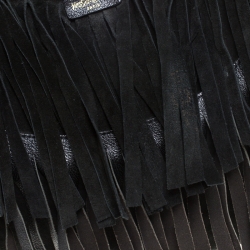 Saint Laurent Paris Black Suede Fringe Mombasa Hobo
