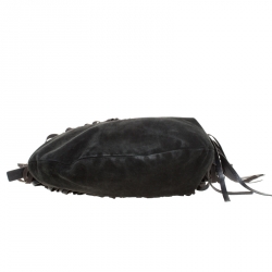 Saint Laurent Paris Black Suede Fringe Mombasa Hobo