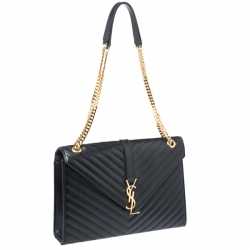 Pre Owned حقيبة سان لوران كاساندري كبيرة قلاب جلد ماتيلاس أسود