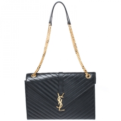 Pre Owned حقيبة سان لوران كاساندري كبيرة قلاب جلد ماتيلاس أسود