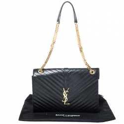 Pre Owned حقيبة سان لوران كاساندري كبيرة قلاب جلد ماتيلاس أسود