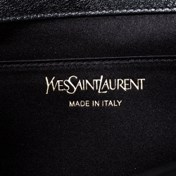 Pre Owned حقيبة كلاتش سان لوران باريس بل دو جور قلاب جلد لامعة سوداء