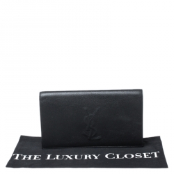 Pre Owned حقيبة كلاتش سان لوران باريس بل دو جور قلاب جلد لامعة سوداء