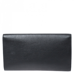 Pre Owned حقيبة كلاتش سان لوران باريس بل دو جور قلاب جلد لامعة سوداء