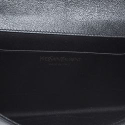 Pre Owned حقيبة كلاتش سان لوران باريس بل دو جور قلاب جلد لامعة سوداء