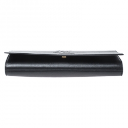 Pre Owned حقيبة كلاتش سان لوران باريس بل دو جور قلاب جلد لامعة سوداء