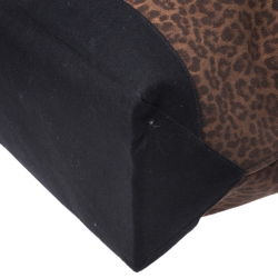 مملوكة مسبقًا Saint Laurent Paris Brown/Black Leopard Canvas East West Beach Shopper Tote 