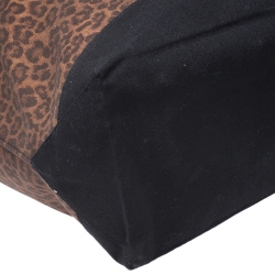 مملوكة مسبقًا Saint Laurent Paris Brown/Black Leopard Canvas East West Beach Shopper Tote 