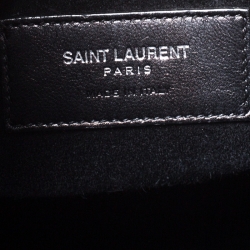 Saint Laurent Black Croc Embossed Leather Small Classic Sac De Jour Tote