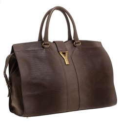 Saint Laurent Paris Brown Ombre Leather Large Cabas Chyc Satchel Bag