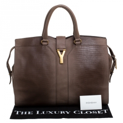Saint Laurent Paris Brown Ombre Leather Large Cabas Chyc Satchel Bag