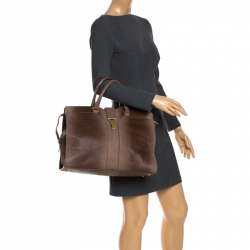 Saint Laurent Paris Brown Ombre Leather Large Cabas Chyc Satchel Bag