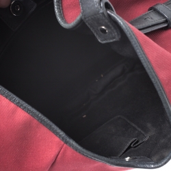 Saint Laurent Red/Black Canvas and Leather Mombasa Horn Hobo 