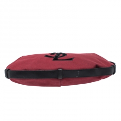 Saint Laurent Red/Black Canvas and Leather Mombasa Horn Hobo 