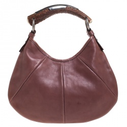 Saint Laurent Old Rose Leather Small Mombasa Hobo 