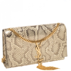 مملوكة مسبقًا Saint Laurent Metallic Gold Python Medium Kate Tassel Shoulder Bag
