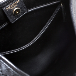 Saint Laurent Paris Black Embroidered Leather Leather Mombasa Hobo 