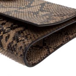 مملوكة مسبقًا Saint Laurent Beige Python Large Chyc Clutch