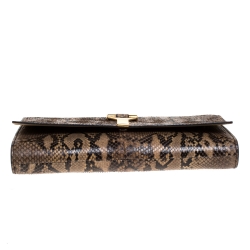 مملوكة مسبقًا Saint Laurent Beige Python Large Chyc Clutch