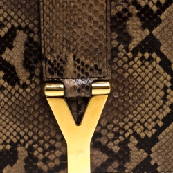 مملوكة مسبقًا Saint Laurent Beige Python Large Chyc Clutch