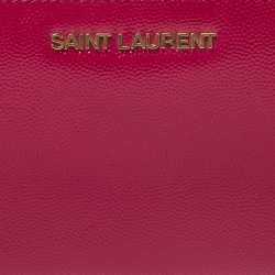 مملوكة مسبقًا محفظة سان لوران جلد فوشيا لامع بسحاب محيط