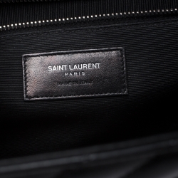 Pre Owned Saint Laurent Black Leather Monogram Envelope Shoulder Bag